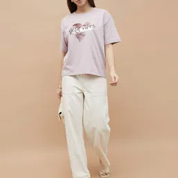 Fame Forever by Lifestyle Typography Printed Drop-Shoulder Sleeves Cotton T-shirt image 5