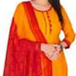 attigo Unstitched Printed Cotton Blend Kurta & Patiyala Dress Material with Dupatta image 4