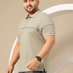Sztori Plus Size Striped Polo Collar Pure Cotton T-shirt image 3