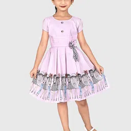 Fabangel Girls Cotton Round Neck Fit & Flare Dress-picture-21