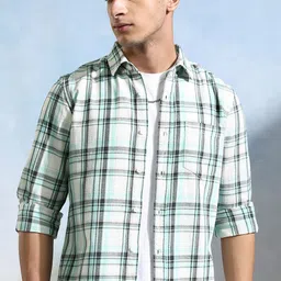 HIGHLANDER Men Slim Fit Opaque Checked Casual Shirt-picture-23
