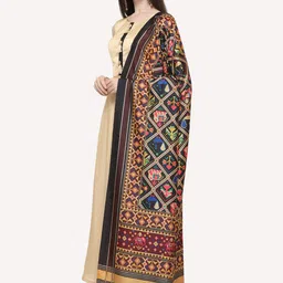 Kaizen TEXO FAB Black & Maroon Ethnic Motifs Printed Dupatta image 3