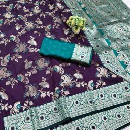 RATNAVALI Ethnic Motifs Zari Art Silk Handloom Banarasi Saree image 1