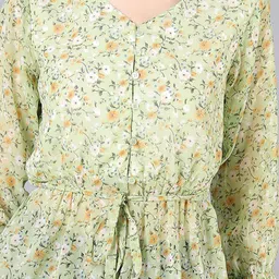 JAKANARY Floral Print Bell Sleeve Georgette Top image 5