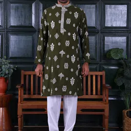 MANQ Men Embroidered Regular Sequinned Kurta with Salwar-picture-30
