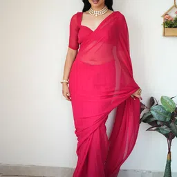 Sidhidata Pure Georgette Ready to Wear Solid Saree image 4