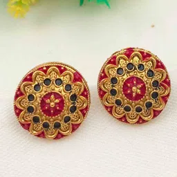 Tajoni Gold-Plated Oxidised Circular Shaped Studs image 2