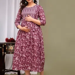 Tulsiram Ethnic Motifs Printed Pure Cotton Fit & Flare Midi Dress image 2