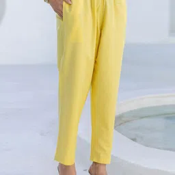 SKYLEE Floral Yoke Design Round Neck Mirror Work Straight Kurta With Trousers & Dupatta image 4