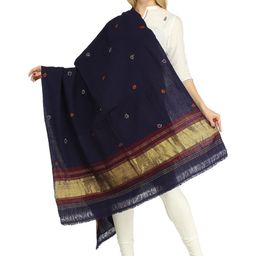 Exotic India Women Floral Embroidered Pure Wool Shawl-picture-45