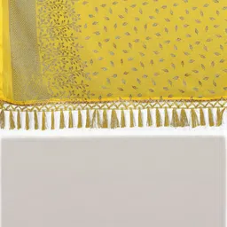 DIVASTRI Women Yellow Poly Georgette Saree With Foil Work & Tassel image 5