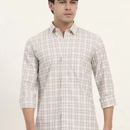 Greenfibre Tartan Checked Cutaway Collar Slim Fit Cotton Shirt-picture-26