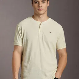 Louis Philippe Jeans Men Solid Henley Neck Cotton Slim Fit T-shirt-picture-47