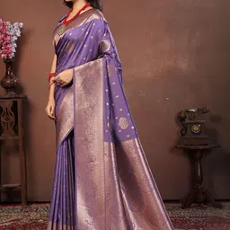 Flossy Woven Design Zari Art Silk Heavy Work Banarasi Saree image 5