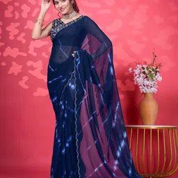 NIRMAL CREATION Tie and Dye Beads and Stones Art Silk Maheshwari Saree-picture-22