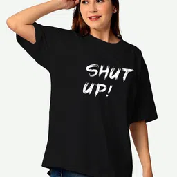 STATUS MANTRA Women Typography Printed Extended Sleeves Bio Finish Pockets T-shirt image 4