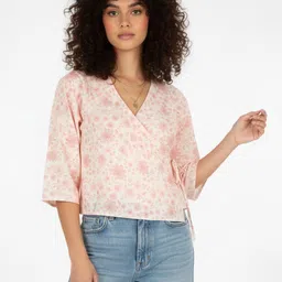 glitchez Floral Print Wrap Top-image-93