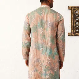 Jompers Tie & Dyed Sequinned Mandarin Collar Cotton Silk Straight Kurta image 2