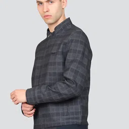 YOUNG CLUB CLASSIC Checked Stand Collar Lightweight Woollen Bomber Jacket image 2
