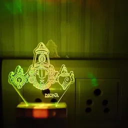 diona Tirupati Balaji Venkateshwara 3D LED Night Lamp Home Decor Acrylic Corporate Gifts 7 colour changing divine small portable wall lamp Illusion night light Pooja room festival Mandir Night Lamp image 1