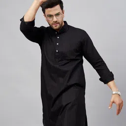 VASTRAMAY Men Cotton Linen Pakistani Style Kurta image 5