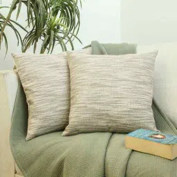 homprin Grey Cotton Solid 24x24 inches Cushion Cover Set of 2-picture-19