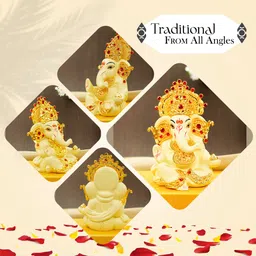 ekhasa Ganesh Idol for Car Dashboard | Idols for Car Dash Board & Home Decor (Ivory) | Decorative Showpiece-8.5 cm image 4