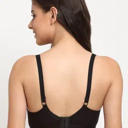 Friskers Black Solid Double Layered Cotton Bra image 5