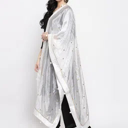 Clora Creation Polka Dots Printed Pom-Pom Border Dupatta image 3