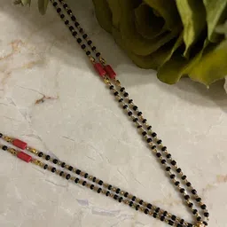 Digital Dress Room Women Gold-Plated & Black Beaded Mangalsutra image 2