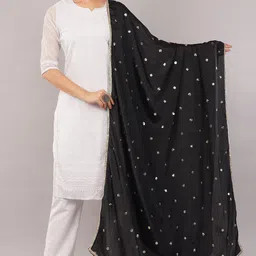 negchaar Poly Chiffon Embroidered Black Women Dupatta-picture-35
