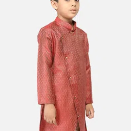 TABARD Boys Red Ethnic Motifs Kurta image 3