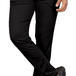 krishu ethnics Men Regular Fit Black Lycra Blend Trousers image 1
