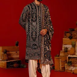 KALPRAAG Floral Embellished Zari Mandarin Collar Kurta with Patiala And Dupatta image 2