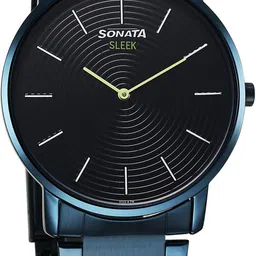 sonata Analog Blue Dail With Blue Stainless Steel Strap Analog Watch - For Men 7152QM01|7152QM01|7152QM01 image 1
