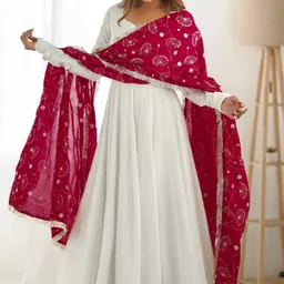 houseofcommon Embroidered Georgette Stitched Anarkali Gown-picture-23