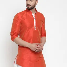 Kaifoo Men Orange Patchwork Kurta image 4