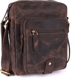Brown Men & Women Sling Bag Tan Men & Women Sling Bag Handmade from 100% Genuine Leather with Oily Effect-image-15