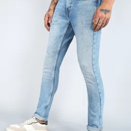 flying machine Men Super Skinny Low Rise Blue Jeans image 3