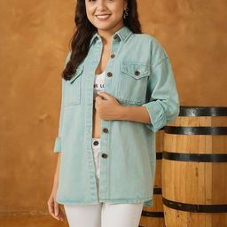 R.Code by The Roadster Life Co. Women Washed Denim Jacket-picture-14