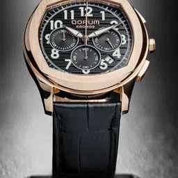 QORUM INDIA Women Printed Dial Leather Straps Analogue Chronograph Watch G130 Kronos-Black-picture-27