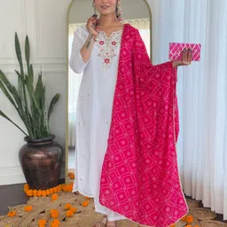 BAESD Women Ethnic Motifs Embroidered Regular Sequinned Kurta with Trousers & With Dupatta-picture-21