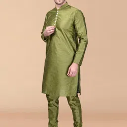 PRINTINDIA Men Regular Pure Silk Kurta with Trousers image 3