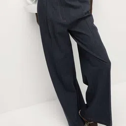 Marks & Spencer Women High-Rise Relaxed Fit Cotton Trousers-picture-26