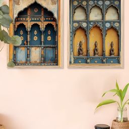 Kotart Gold-Toned & Blue 2 Pieces Wooden Wall Arts-picture-19