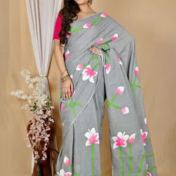 PuJoy Floral Printed Pure Cotton Saree-picture-23