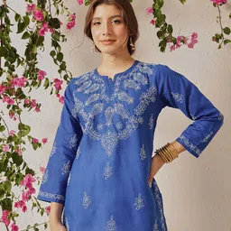 ADA Ethnic Motifs Embroidered Chikankari Chikankari Kurti-picture-26