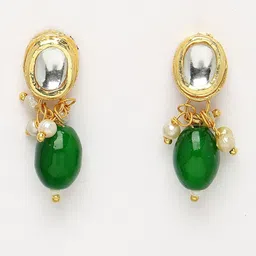 Sangria Women Green Artificial Beads Multi Layered Necklace With Drop Earring image 5