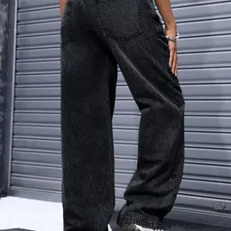 Glossia Women Comfort Straight Fit High-Rise Light Fade Acid Wash Stretchable Jeans image 2