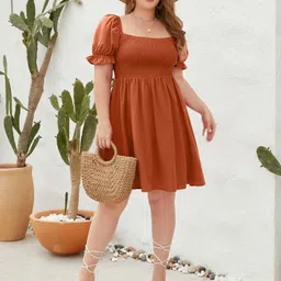 DressBerry Curve Puff Sleeve Fit & Flare Dress-picture-39